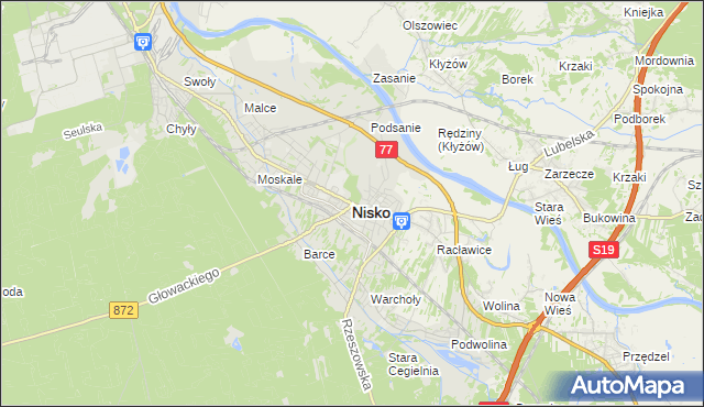 mapa Nisko, Nisko na mapie Targeo