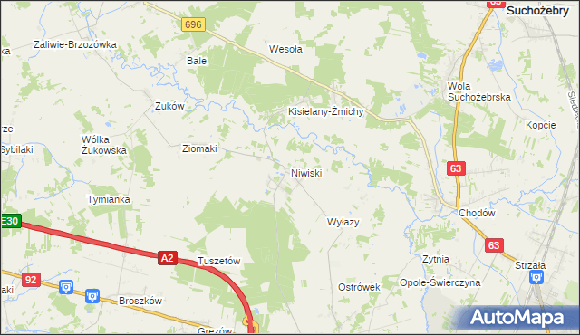 mapa Niwiski, Niwiski na mapie Targeo