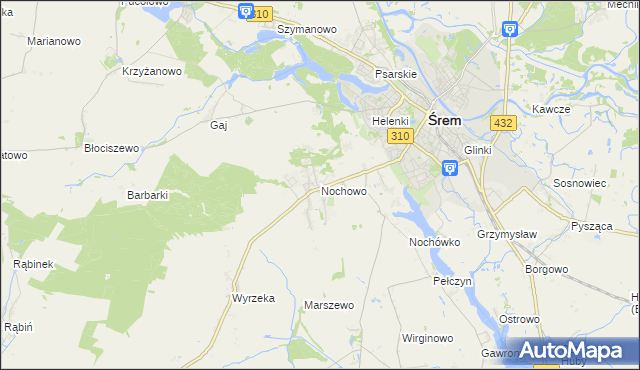 mapa Nochowo, Nochowo na mapie Targeo