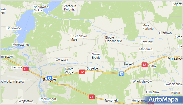 mapa Nowe Błogie, Nowe Błogie na mapie Targeo