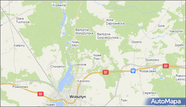 mapa Nowe Tłoki, Nowe Tłoki na mapie Targeo