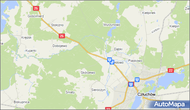 mapa Nowosiółki gmina Człuchów, Nowosiółki gmina Człuchów na mapie Targeo