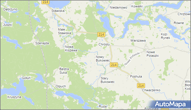 mapa Nowy Bukowiec gmina Stara Kiszewa, Nowy Bukowiec gmina Stara Kiszewa na mapie Targeo