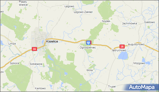 mapa Ogrodzieniec gmina Kisielice, Ogrodzieniec gmina Kisielice na mapie Targeo