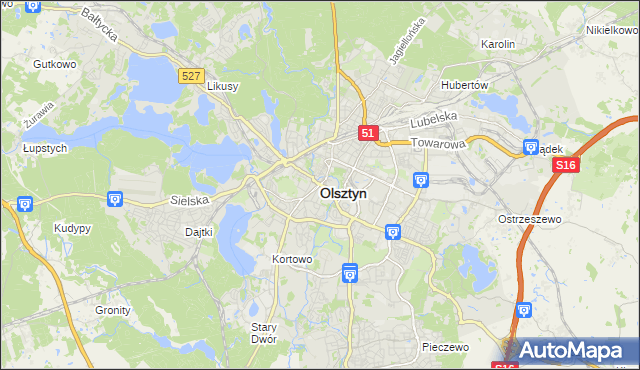 mapa Olsztyna, Olsztyn na mapie Targeo