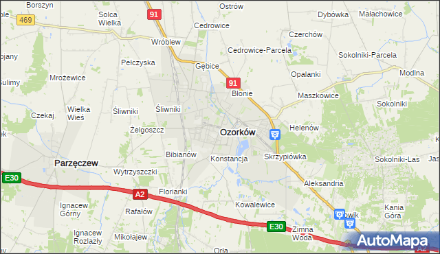 mapa Ozorków, Ozorków na mapie Targeo