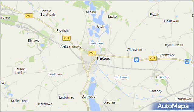 mapa Pakość powiat inowrocławski, Pakość powiat inowrocławski na mapie Targeo