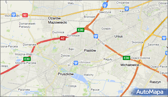 mapa Piastów powiat pruszkowski, Piastów powiat pruszkowski na mapie Targeo