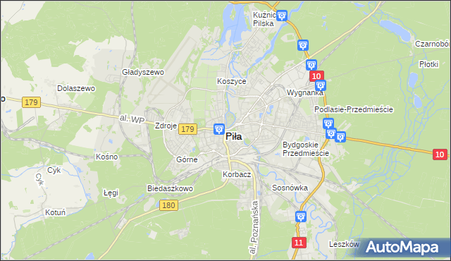 mapa Piły, Piła na mapie Targeo