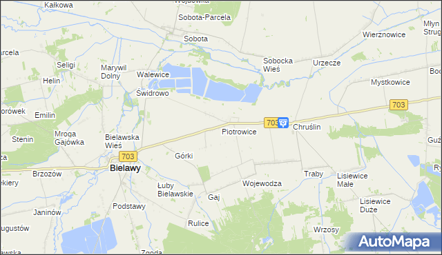 mapa Piotrowice gmina Bielawy, Piotrowice gmina Bielawy na mapie Targeo