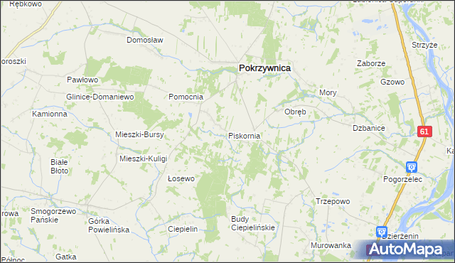 mapa Piskornia gmina Pokrzywnica, Piskornia gmina Pokrzywnica na mapie Targeo