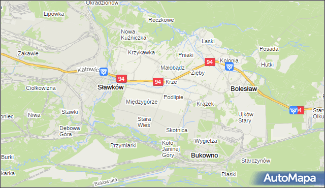 mapa Podlipie gmina Bolesław, Podlipie gmina Bolesław na mapie Targeo