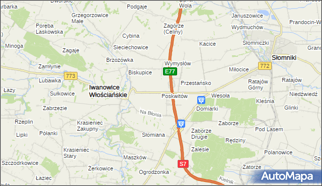 mapa Poskwitów, Poskwitów na mapie Targeo