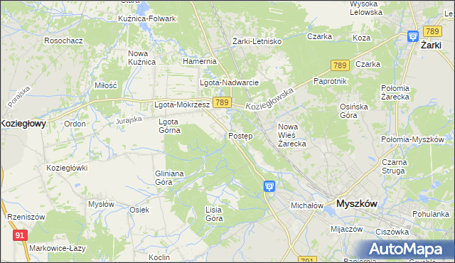 mapa Postęp, Postęp na mapie Targeo