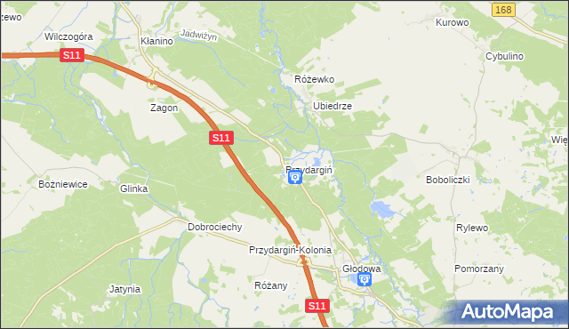 mapa Przydargiń, Przydargiń na mapie Targeo