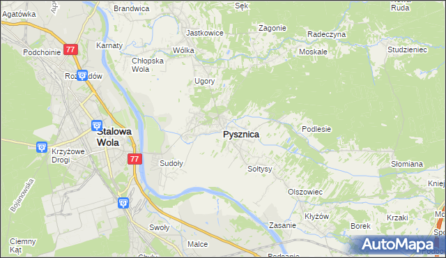 mapa Pysznica, Pysznica na mapie Targeo