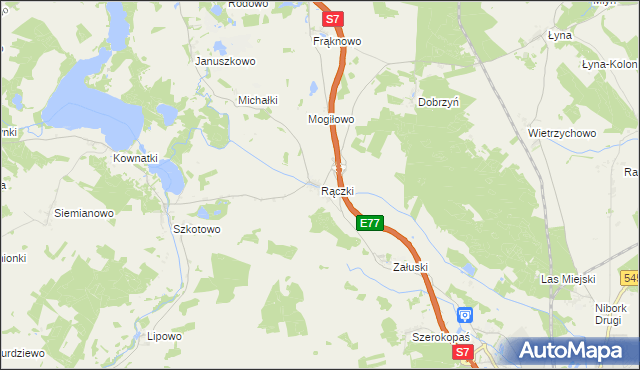 mapa Rączki gmina Nidzica, Rączki gmina Nidzica na mapie Targeo