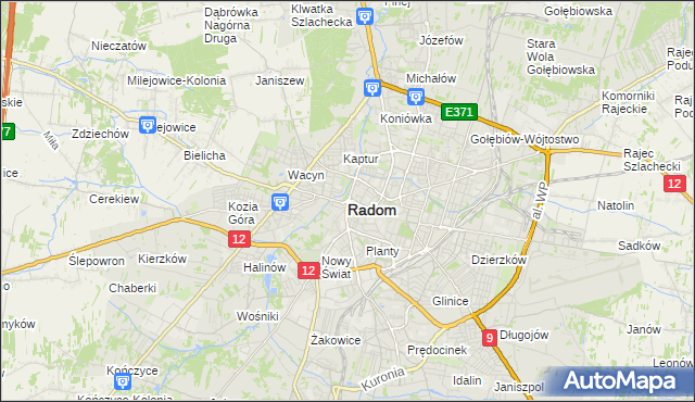 mapa Radomia, Radom na mapie Targeo
