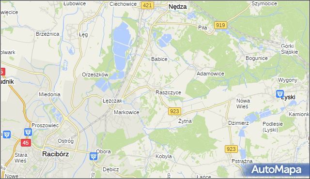 mapa Raszczyce, Raszczyce na mapie Targeo