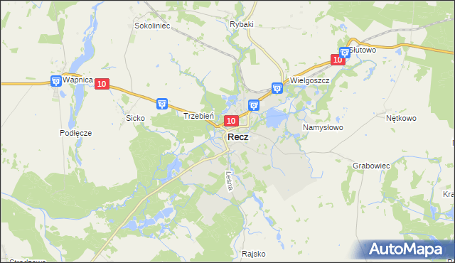 mapa Recz powiat choszczeński, Recz powiat choszczeński na mapie Targeo