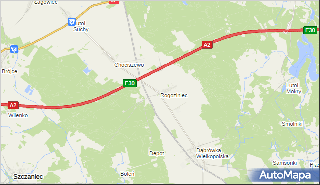 mapa Rogoziniec, Rogoziniec na mapie Targeo