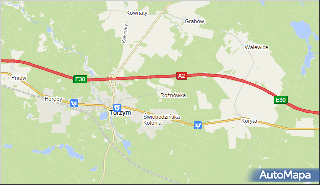 mapa Rożnówka, Rożnówka na mapie Targeo