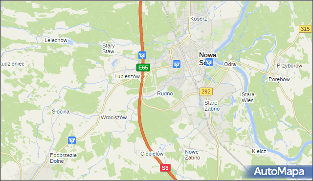 mapa Rudno gmina Nowa Sól, Rudno gmina Nowa Sól na mapie Targeo