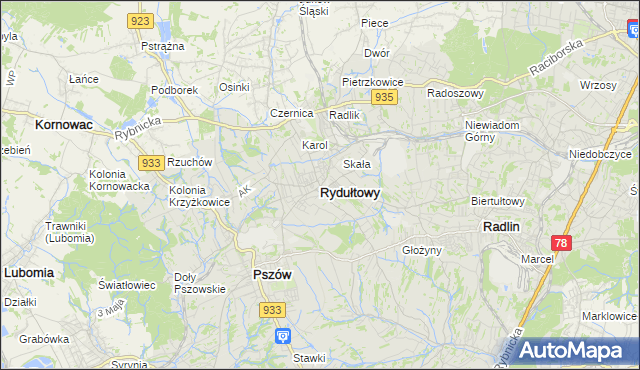 mapa Rydułtowy, Rydułtowy na mapie Targeo