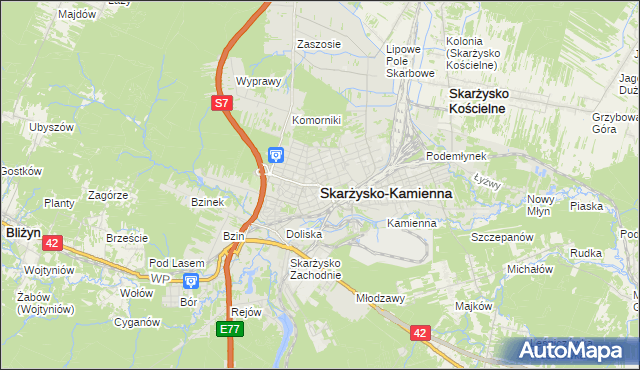 mapa Skarżysko-Kamienna, Skarżysko-Kamienna na mapie Targeo