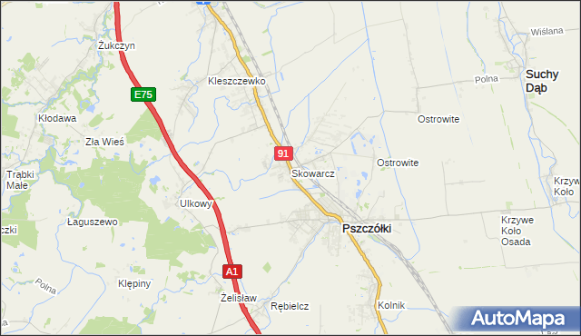 mapa Skowarcz, Skowarcz na mapie Targeo
