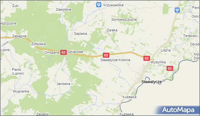 mapa Sławatycze-Kolonia, Sławatycze-Kolonia na mapie Targeo