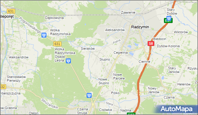 mapa Słupno gmina Radzymin, Słupno gmina Radzymin na mapie Targeo