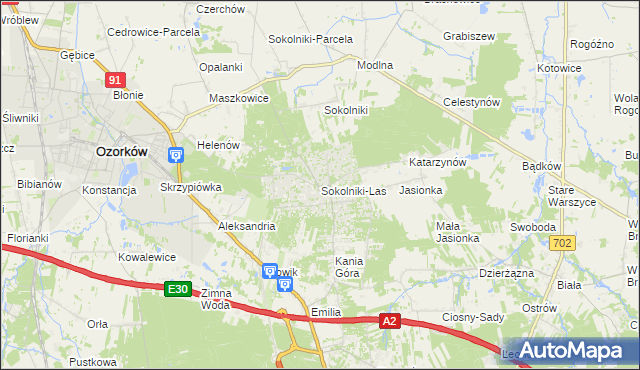 mapa Sokolniki-Las, Sokolniki-Las na mapie Targeo