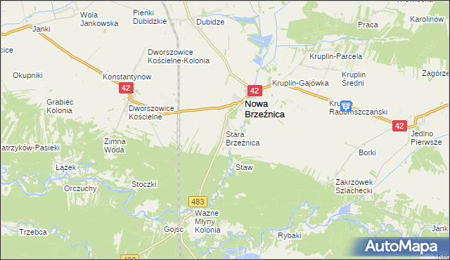 mapa Stara Brzeźnica, Stara Brzeźnica na mapie Targeo