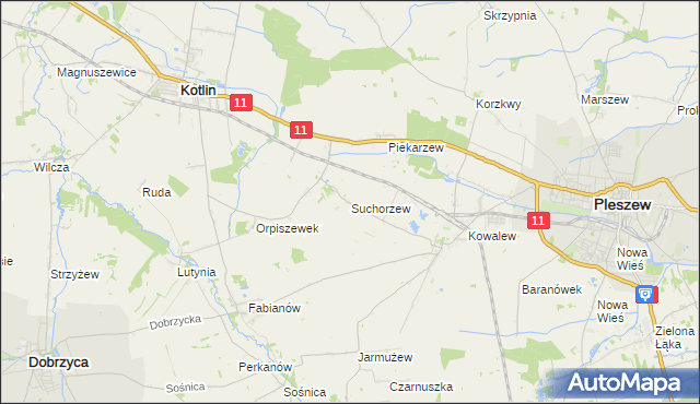 mapa Suchorzew, Suchorzew na mapie Targeo