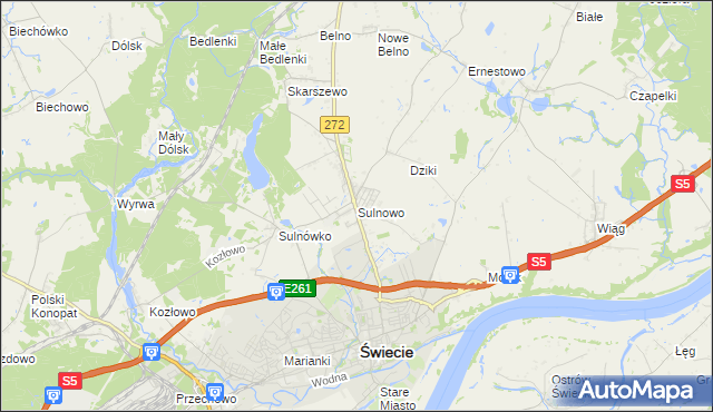 mapa Sulnowo, Sulnowo na mapie Targeo