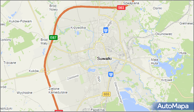 mapa Suwałk, Suwałki na mapie Targeo