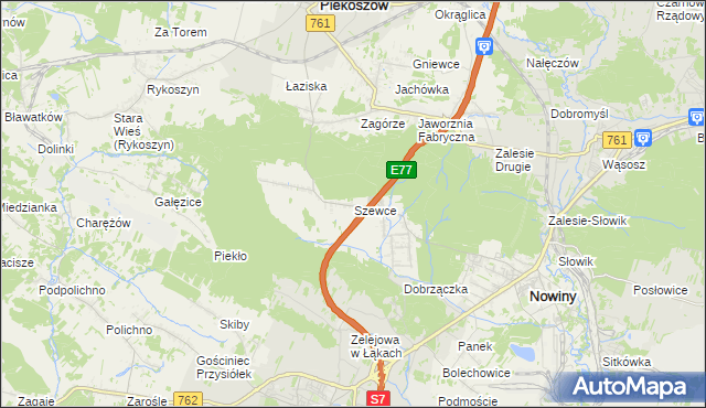 mapa Szewce gmina Sitkówka-Nowiny, Szewce gmina Sitkówka-Nowiny na mapie Targeo