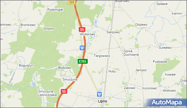 mapa Targowisko gmina Lipno, Targowisko gmina Lipno na mapie Targeo