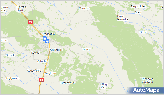mapa Tatary gmina Kadzidło, Tatary gmina Kadzidło na mapie Targeo