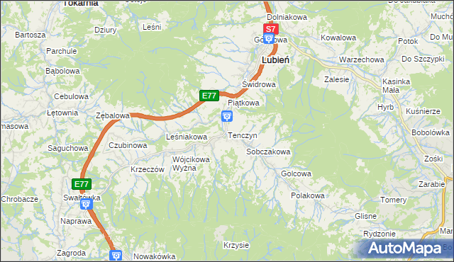 mapa Tenczyn, Tenczyn na mapie Targeo