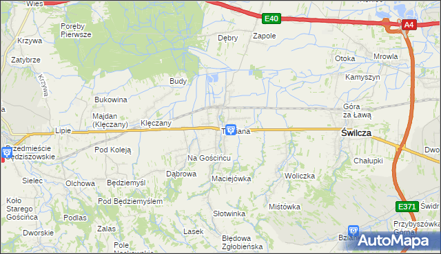 mapa Trzciana gmina Świlcza, Trzciana gmina Świlcza na mapie Targeo