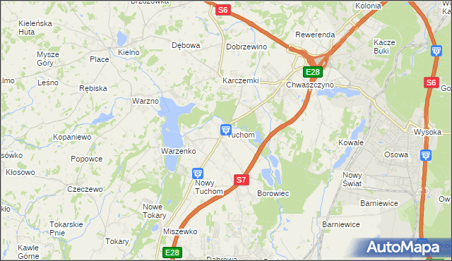 mapa Tuchom, Tuchom na mapie Targeo