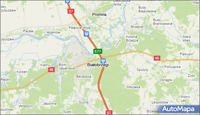 mapa Turno gmina Białobrzegi, Turno gmina Białobrzegi na mapie Targeo