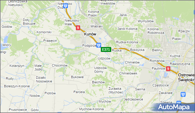 mapa Udziców, Udziców na mapie Targeo