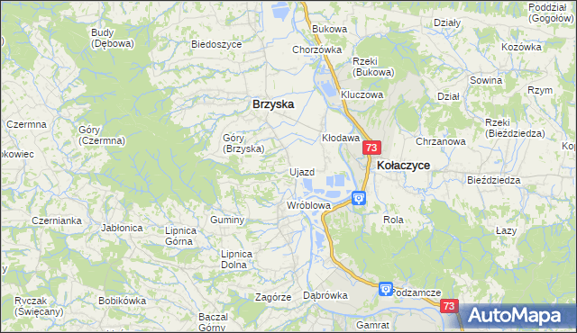 mapa Ujazd gmina Brzyska, Ujazd gmina Brzyska na mapie Targeo