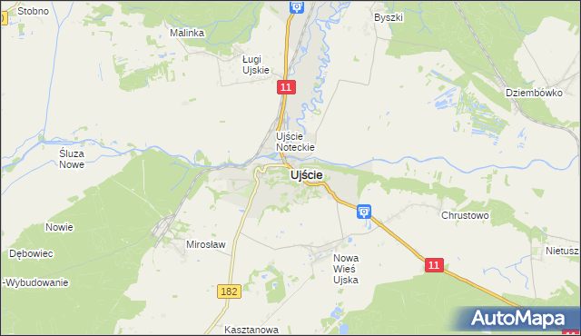 mapa Ujście powiat pilski, Ujście powiat pilski na mapie Targeo