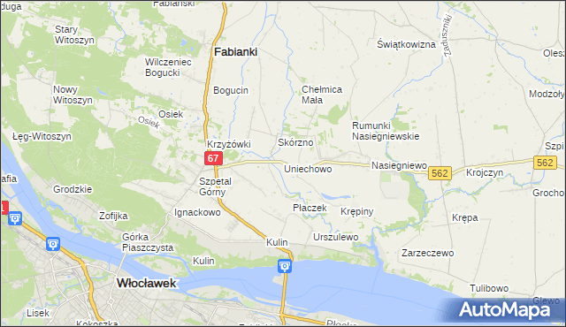 mapa Uniechowo, Uniechowo na mapie Targeo