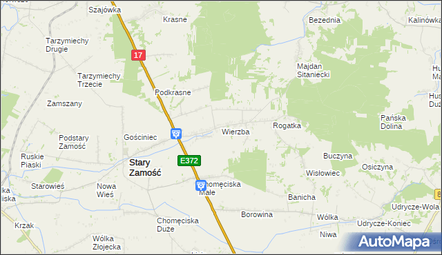 mapa Wierzba gmina Stary Zamość, Wierzba gmina Stary Zamość na mapie Targeo