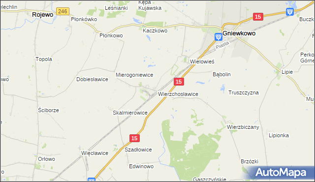 mapa Wierzchosławice gmina Gniewkowo, Wierzchosławice gmina Gniewkowo na mapie Targeo